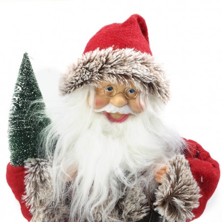103235 Père Noël avec arbre lanterne son et mouvement 45 cm mécanisme carillon