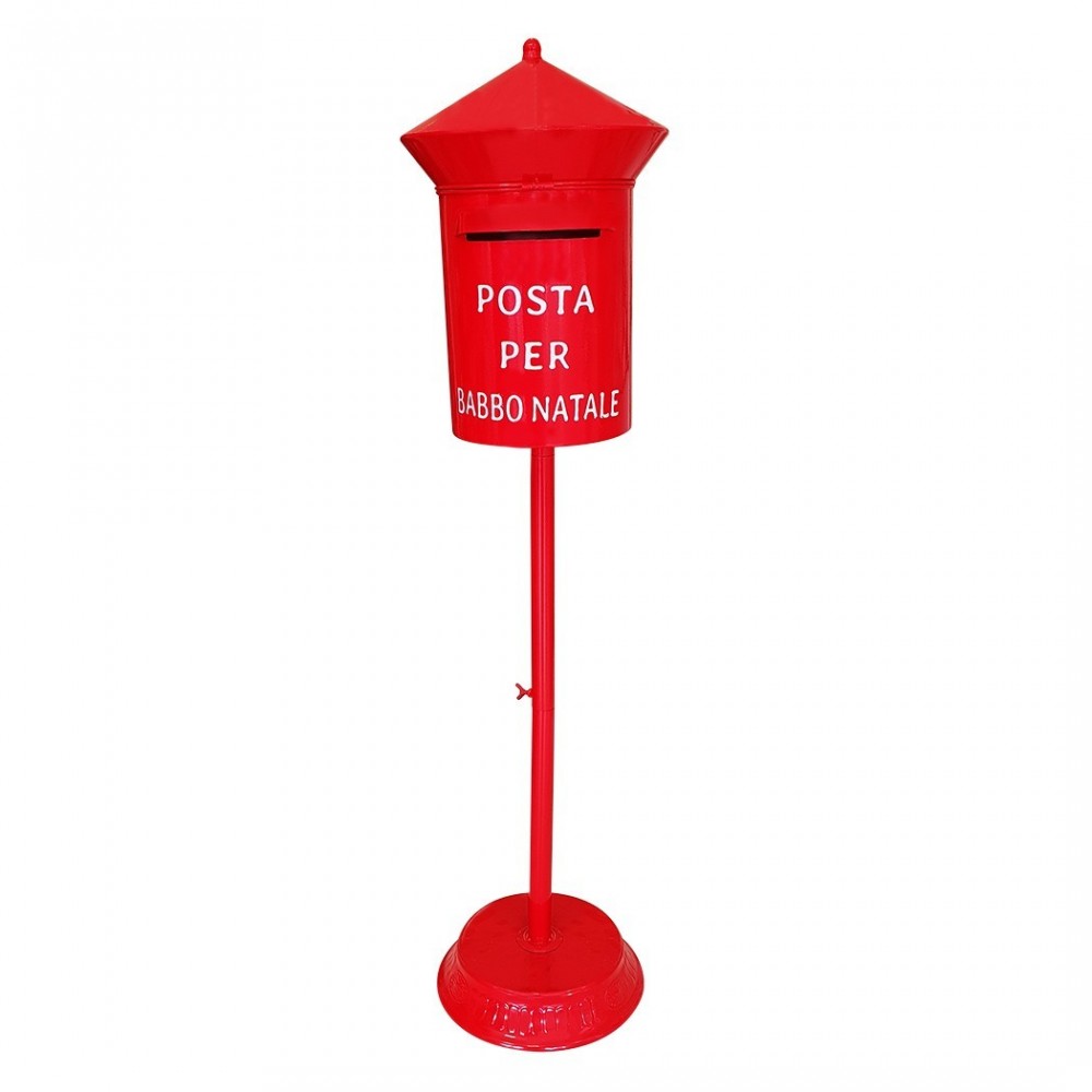 280034 Père Noël Boîte aux lettres ronde 115cm couleur rouge décoration de Noël