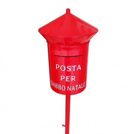 280034 Père Noël Boîte aux lettres ronde 115cm couleur rouge décoration de Noël