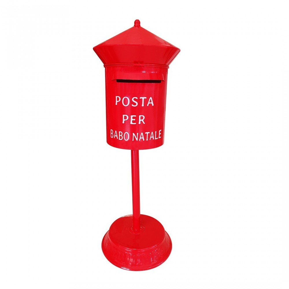 280035 Père Noël Boîte aux lettres ronde 80cm Couleur rouge Décoration de Noël