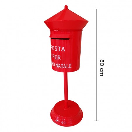 280035 Père Noël Boîte aux lettres ronde 80cm Couleur rouge Décoration de Noël
