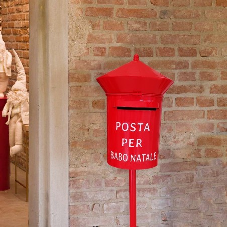 280035 Père Noël Boîte aux lettres ronde 80cm Couleur rouge Décoration de Noël