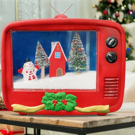 TV navideña con paisaje animado, luz y música 392044 Decoración 45x15x35cm