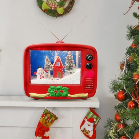 TV navideña con paisaje animado, luz y música 392044 Decoración 45x15x35cm