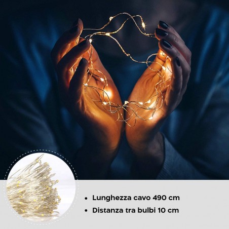 56104 Guirlande lumineuse intérieur de Noël 50 LED forme goutte d'eau à pile