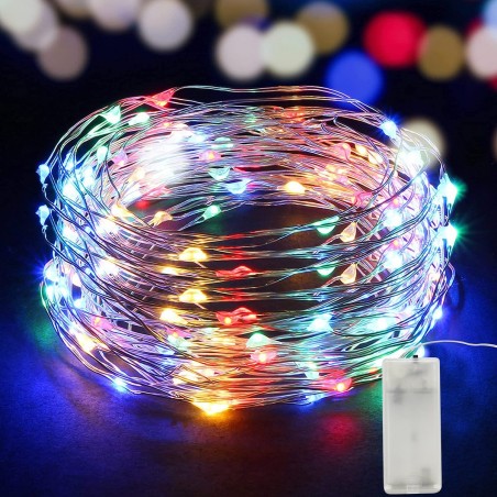 561042C Guirlande lumineuse intérieur de Noël 50 LED forme goutte d'eau à pile