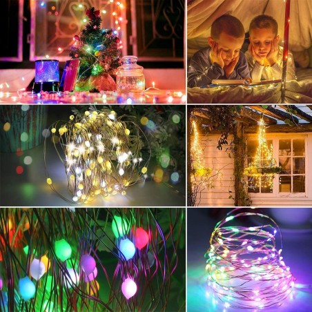 561042C Guirlande lumineuse intérieur de Noël 50 LED forme goutte d'eau à pile