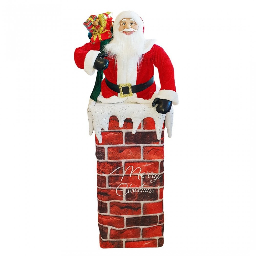 392038 Père Noël avec cheminée réglable 110 cm avec lumière décorations de Noël