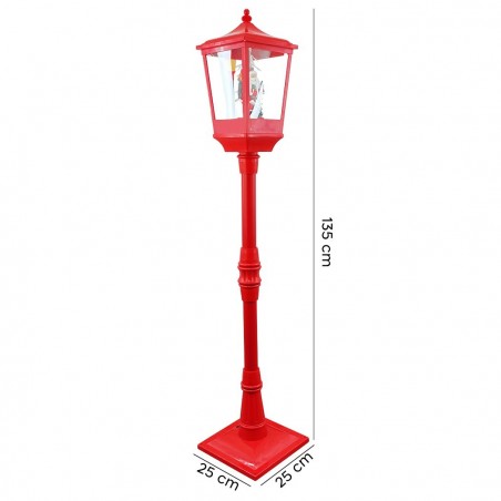 34003 Lanterne de Noël rouge H135 cm Décoration avec musique et mini lumières
