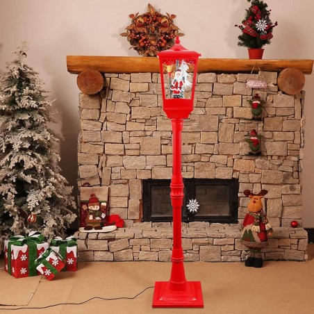 34003 Lanterne de Noël rouge H135 cm Décoration avec musique et mini lumières