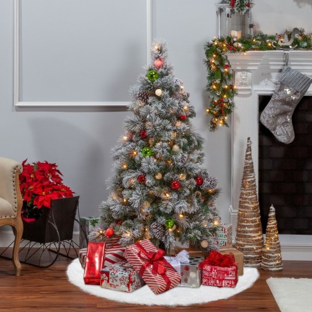 Tapis de base pour sapin de Noël 100 cm poils très doux blanc