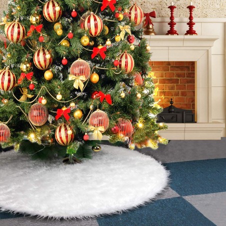 Tapis de base pour arbre de Noël 80 cm poils très doux blanc