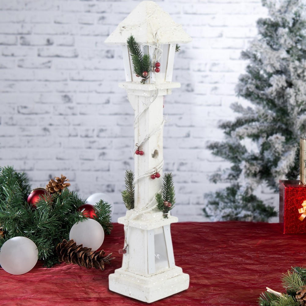 662430 Lanterne de Noël en bois décor blanc 61...