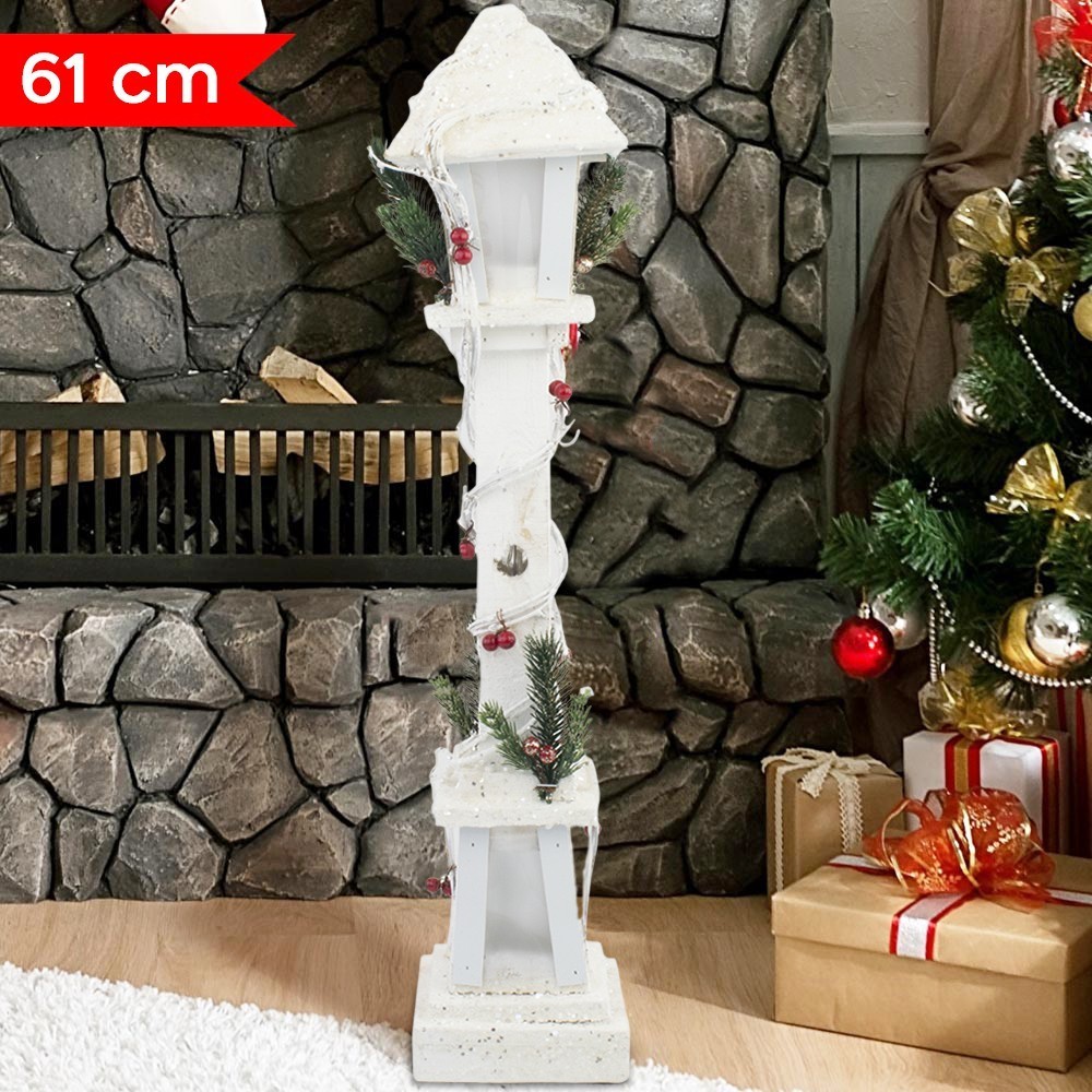 662430 Lanterne de Noël en bois décor blanc 61...