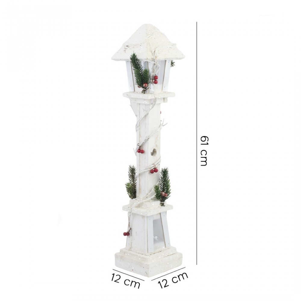662430 Lanterne de Noël en bois décor blanc 61...