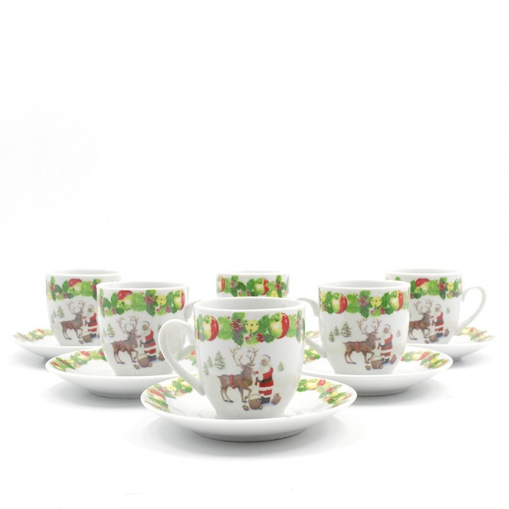 Lot de 6 tasses à café et soucoupes en...