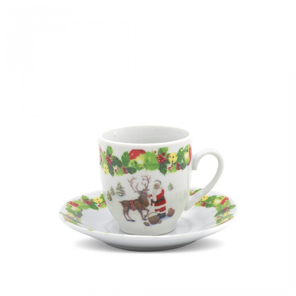 Lot de 6 tasses à café et soucoupes en...