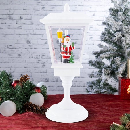 243026 Lanterne de Noël blanche Décoration 58cm en plastique Sons Lumières