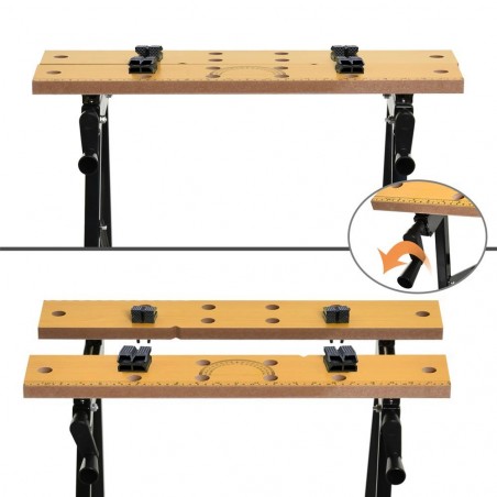 Établi de bricolage pliable avec verrous latéraux et porte-outils