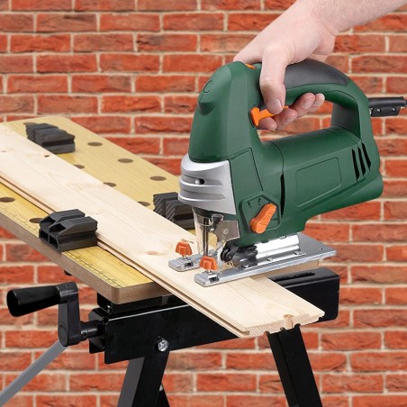 Établi de bricolage pliable avec verrous latéraux et porte-outils