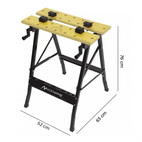Établi de bricolage pliable avec verrous latéraux et porte-outils
