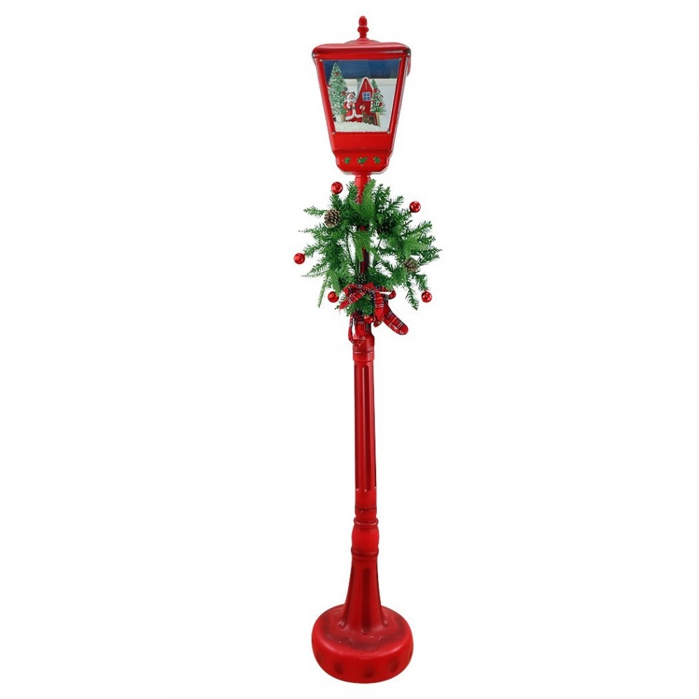 392040 Lanterne Noël rouge H195cm Décoration Sons Mini Lumières et guirlande