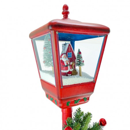 392040 Lanterne Noël rouge H195cm Décoration Sons Mini Lumières et guirlande