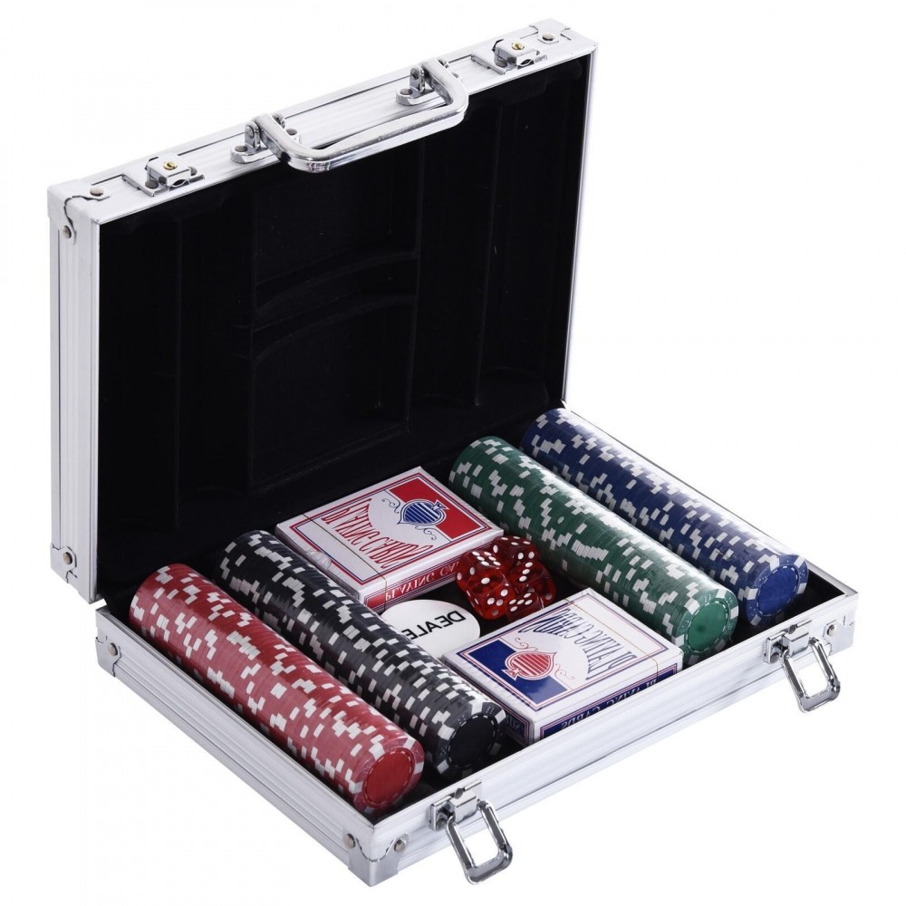 Set de poker professionnel 200 jetons avec étui et 2 jeux de cartes de poker