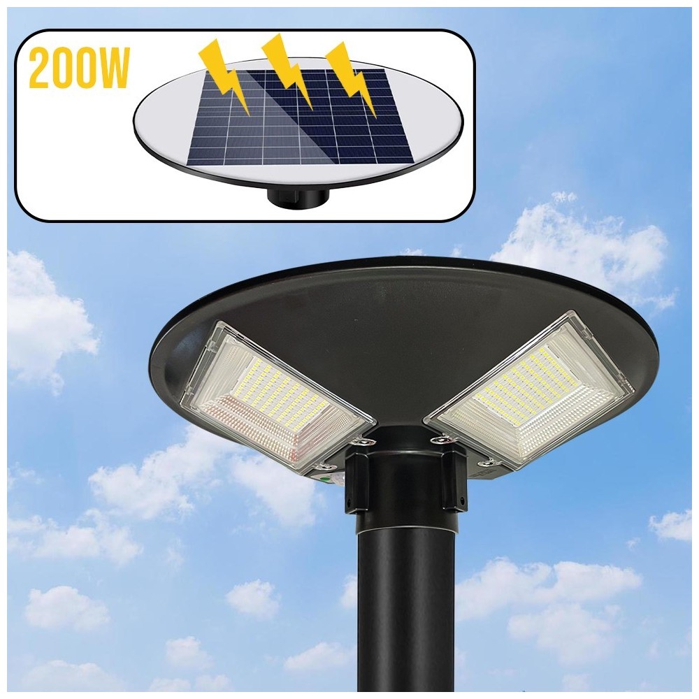 042008 Lampadaire solaire 200W poteau mural...