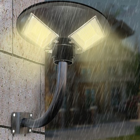 042008 Lampadaire solaire 200W poteau mural courbe télécommande 46x13cm