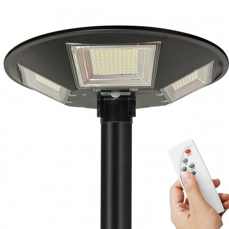 053004 Lampadaire solaire 300W poteau mural courbe télécommande 55x13cm