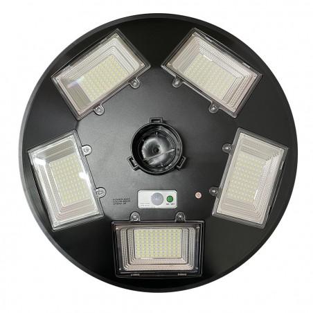 053004 Lampadaire solaire 300W poteau mural courbe télécommande 55x13cm