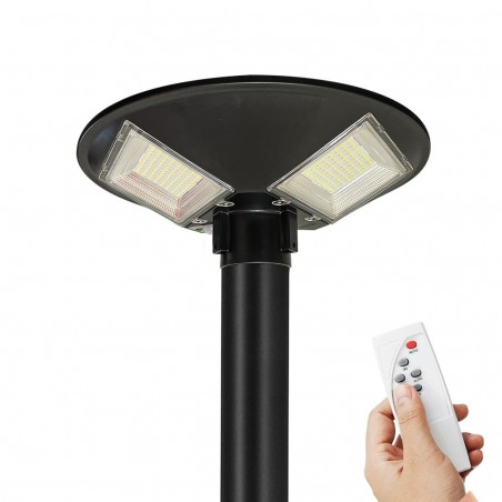 031507 Lampadaire solaire 150W avec poteau mural courbe et télécommande 42x12cm