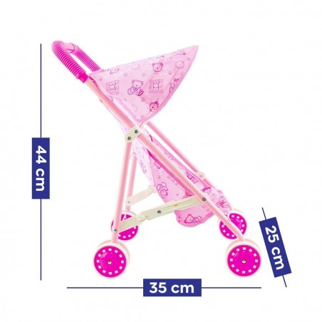 101245 Landau de poupée avec ours en peluche landau de bébé rose