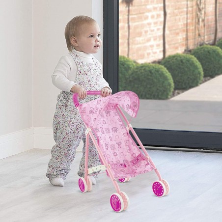 101245 Landau de poupée avec ours en peluche landau de bébé rose