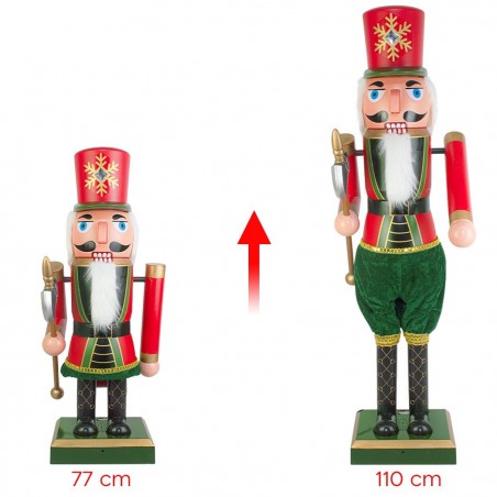 392029 Casse-noisette soldat hauteur 110 cm avec Sons, Lumières et Mouvement