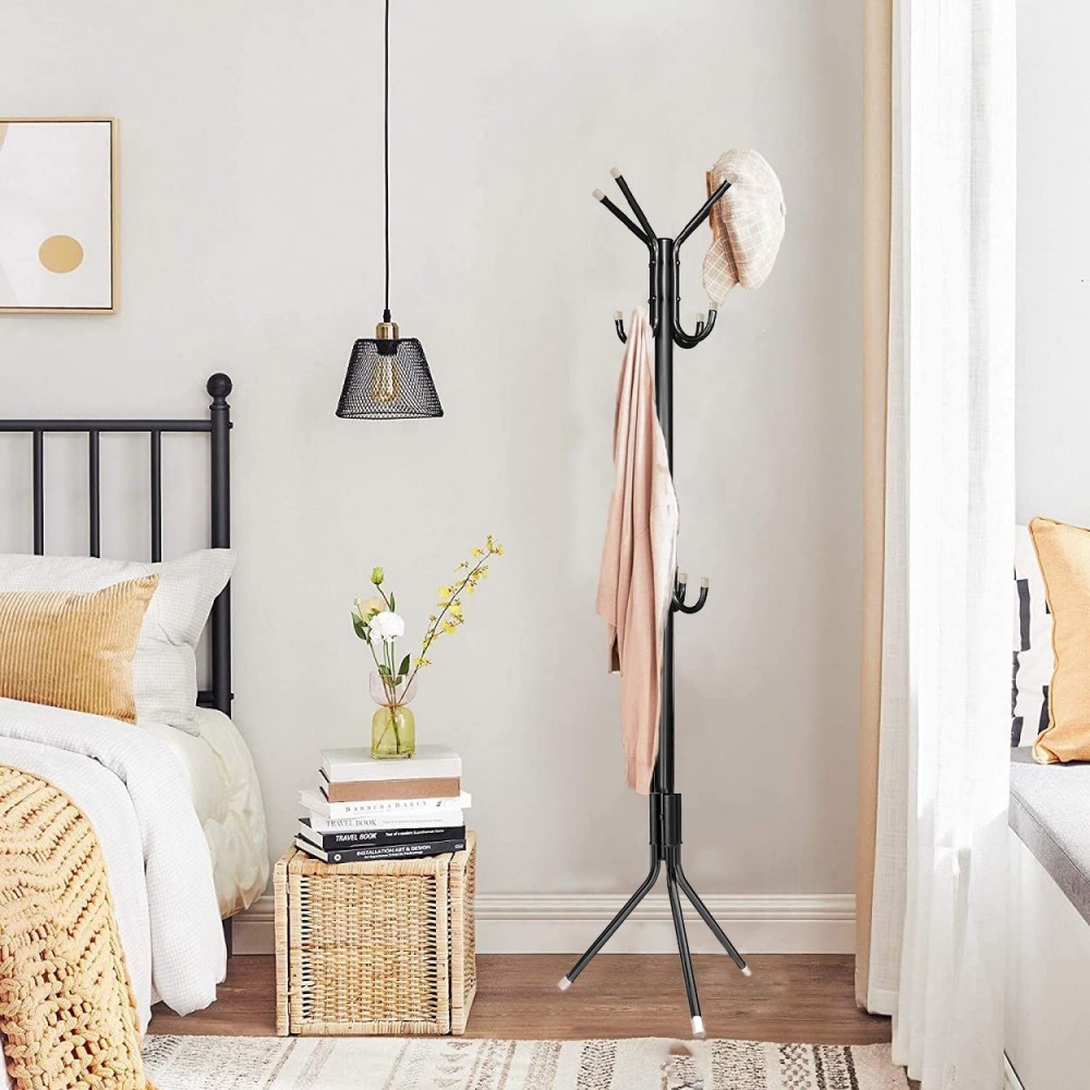 Porte-manteaux métal noir pour maison avec 11...