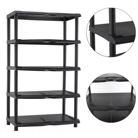 259950 Étagère à chaussures KIPIT avec 5 étagères en plastique noir 80x30x48H Cm
