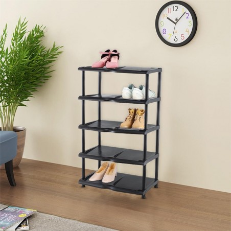 259950 Étagère à chaussures KIPIT avec 5 étagères en plastique noir 80x30x48H Cm
