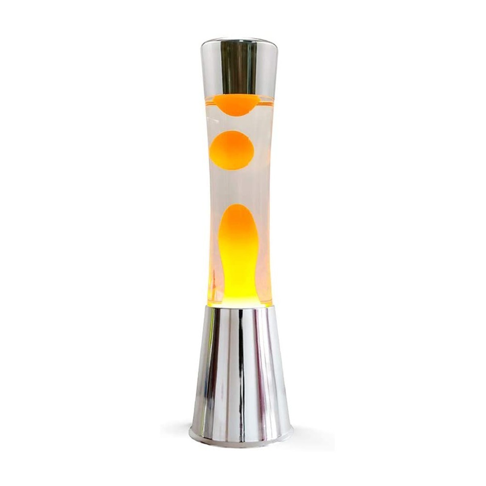 Lava Lamp 40 cm XL1771 Base Silver and Magma Yellow Modern Design