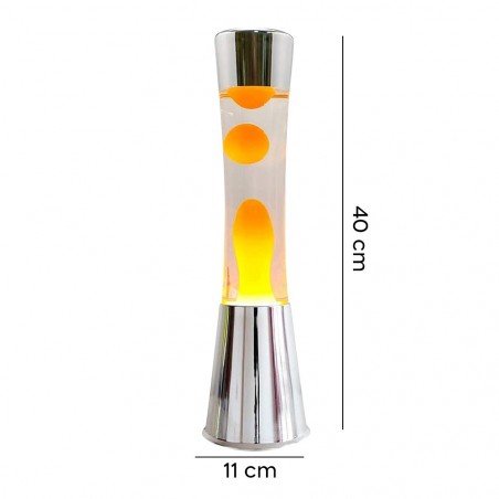 Lava Lamp 40 cm XL1771 Base Silver and Magma Yellow Modern Design