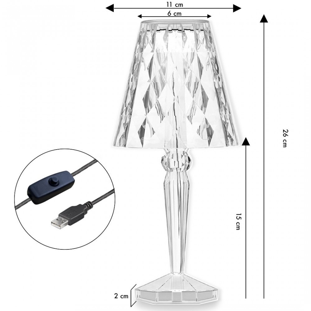 565621 Lampe de table en verre avec lampes LED...