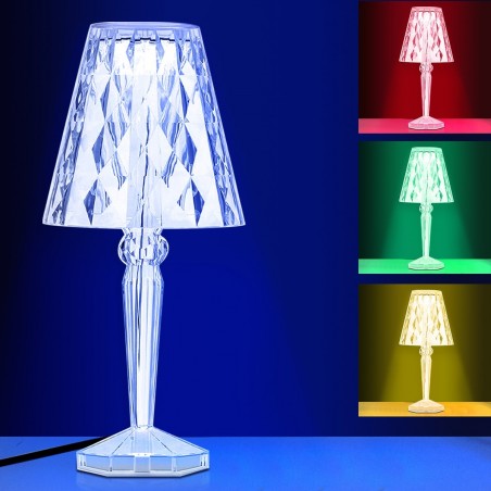 565621 Lampe de table en verre avec lampes LED multicolores et câble USB