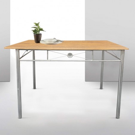 536056 Set de table rectangulaire et 4 chaises ALDO en bois brun MDF et métal