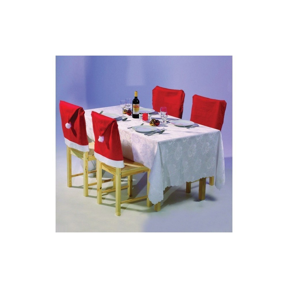 Kit 2 housses de chaise - chapeau de Noël Père Noël - 70 x 52 cm - 