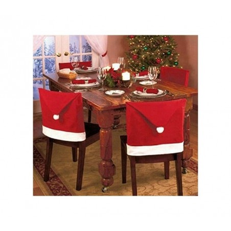 Kit 2 housses de chaise - chapeau de Noël Père Noël - 70 x 52 cm - 