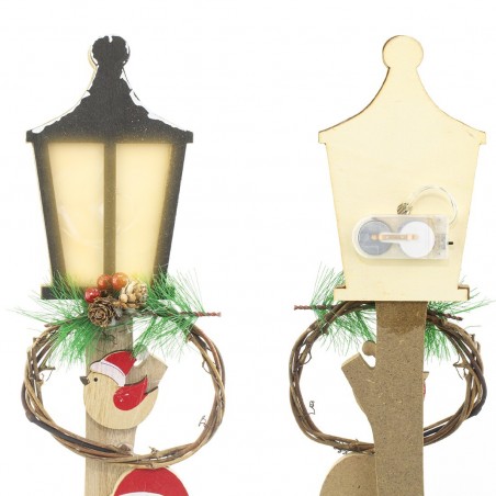 29283 Lampe en bois avec Père Noël 45cm Décoration de Noël avec lumière LED