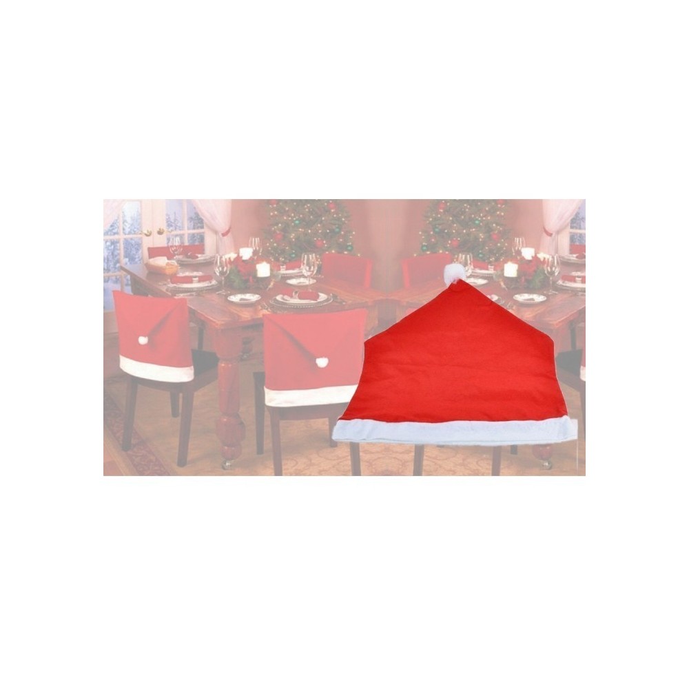 Kit 2 housses de chaise - chapeau de Noël Père Noël - 70 x 52 cm - 
