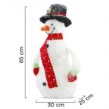 293026 Bonhomme de neige décoratif 65cm lumières led écharpe et chapeau