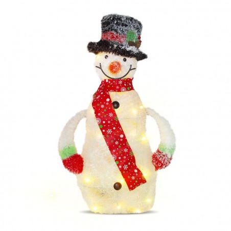 293026 Bonhomme de neige décoratif 65cm lumières led écharpe et chapeau